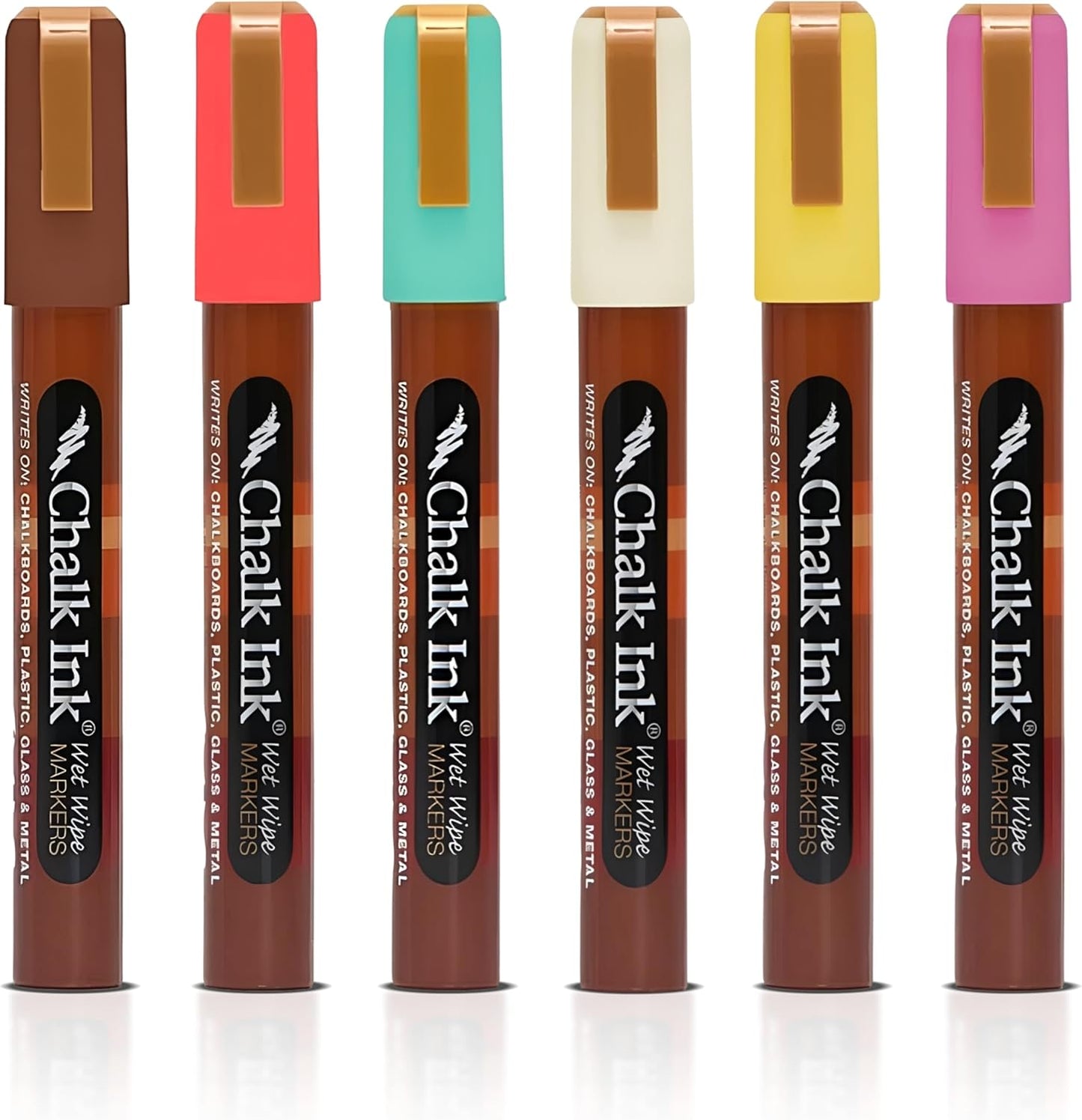 Chalk Ink Chisel Tip Wet Wipe Chalk Markers (Feelin' Groovy, 6mm, 6 Pack)
