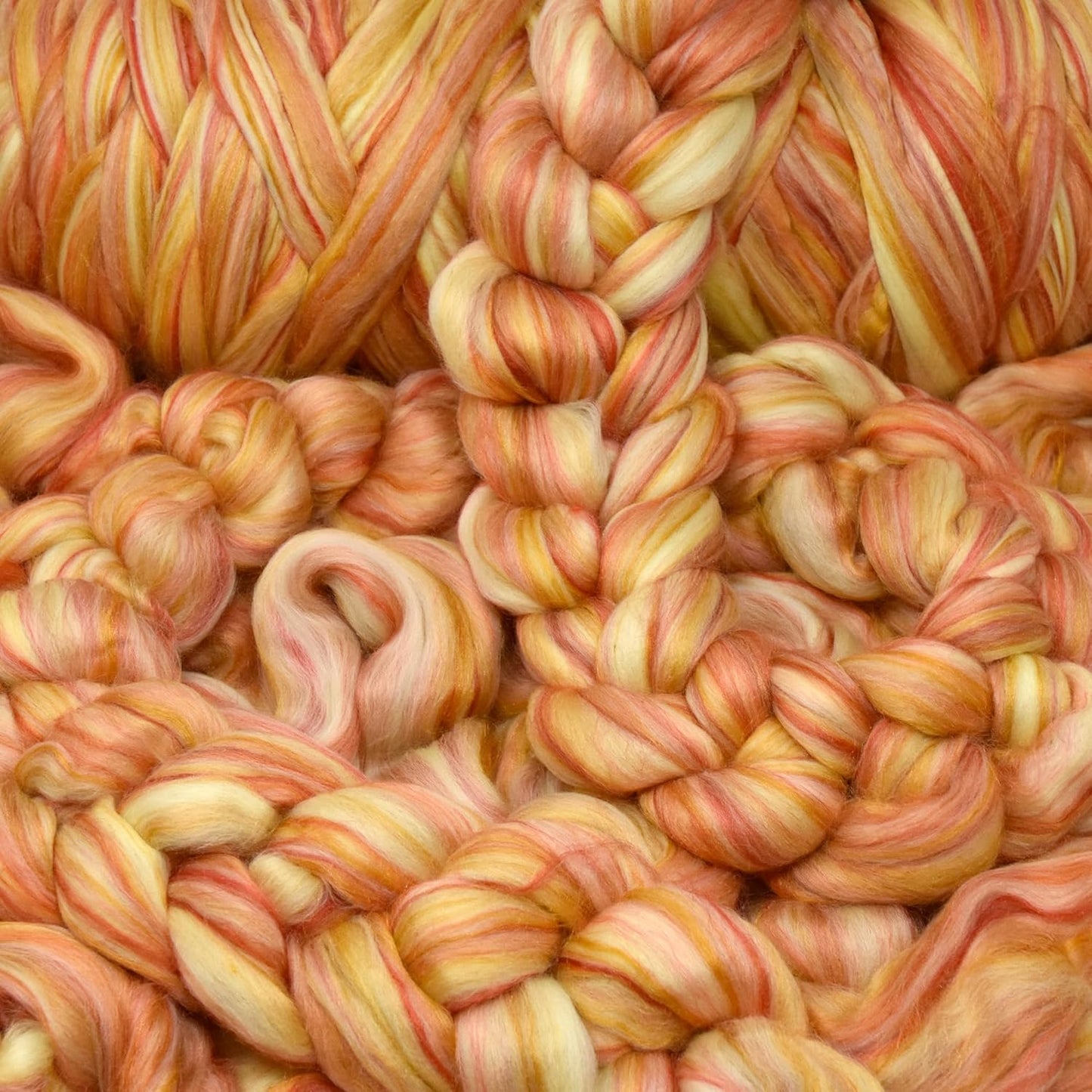 Merino Silk Luxe Tonal Designer Blend. Superfine Merino, Mulberry Silk, Tussah Silk. Top Roving for Spinning or Felting. Golden Flame 4oz