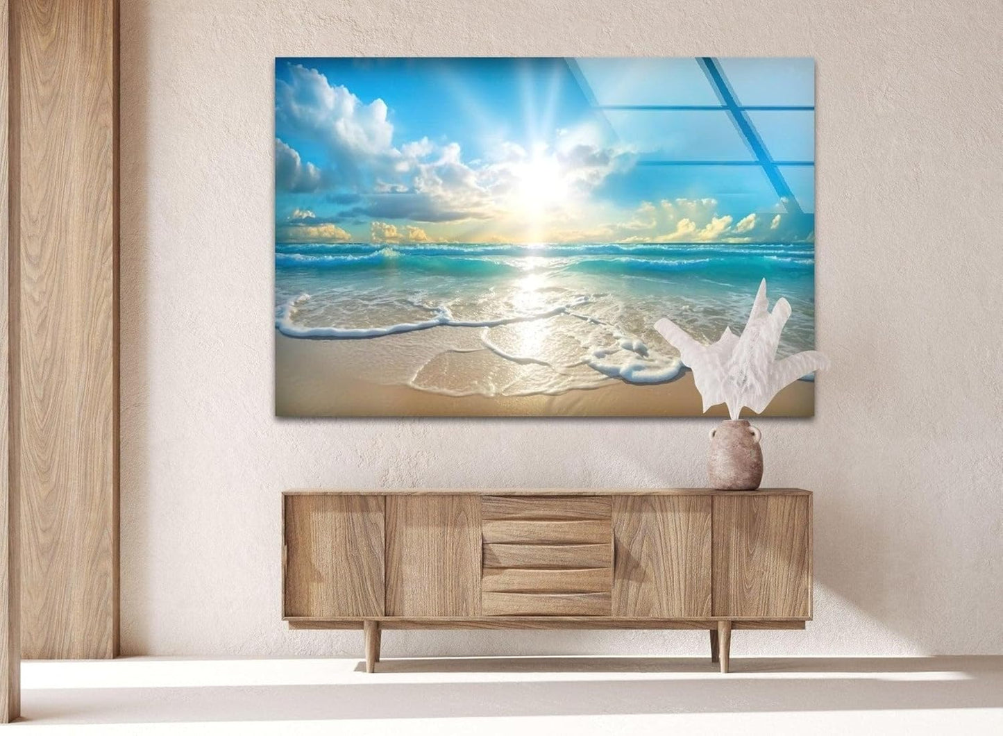 My Photostation.com 20Wx14H'' Beautiful Sunset & Ocean Glass Wall ArtTempered Glass Printing Wall Decor Large Wall Art Wall Hangings