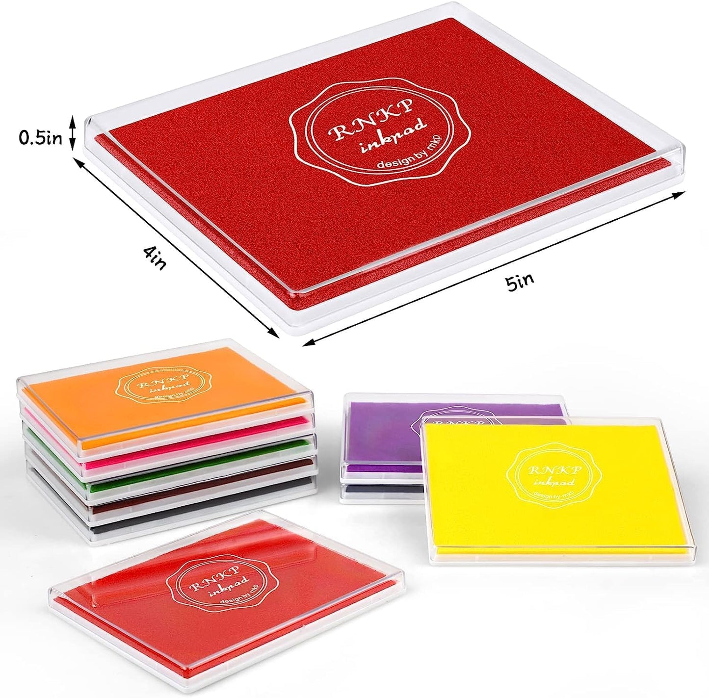 RNKP Large Red Ink pad,5 x 4 in Craft Ink pad Suitable for Rubber Stamps, Paper, Wood, Fabric, Scrapbooking, Children's Non-Toxic Finger Stamp pad (Red)