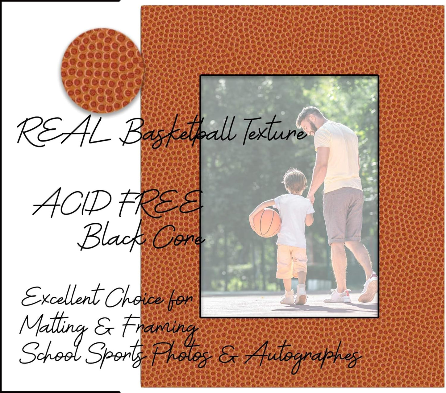 Pack of Ten Acid Free 11x14 Mats Bevel Cut for 8.5x11 Photos - Basketball Texture Precut Matboards With Backing Boards and Self Seal Photo Mat Bags For Pictures, Photos, Framing - 4-ply Thickness