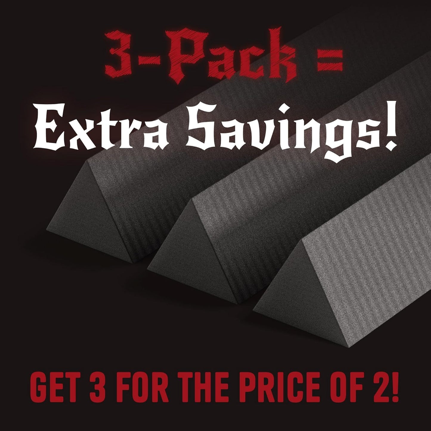 The Foamory's Instant Edge EVA Foam Bevel. Pre Cut Equilateral Triangle 3 Pack 5-30mm x 1M Save Time on Cosplay, Costume Edges and Armor Detail. Black High Density 85kg/m³ EVA Craft Foam Beveled Dowel