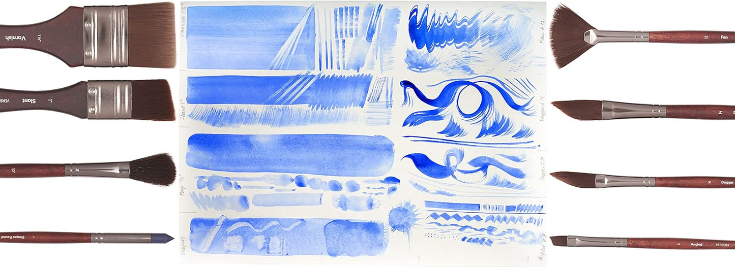 Professional Synthetic Brush Set for Acrylics - 17-Piece Artist Water Media Paint Brushes for Acrylics, Watercolor, Gouache. Beginner-Friendly with Great Flow Control and Snap - Verbena Set by ZenART