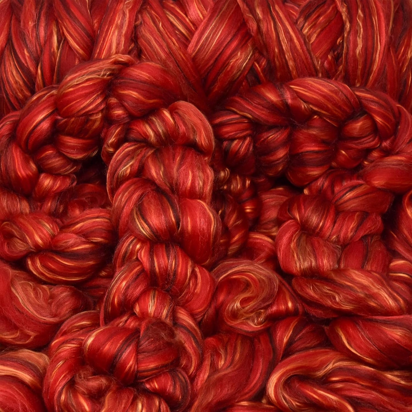 Merino Silk Luxe Tonal Designer Blend. Superfine Merino, Mulberry Silk, Tussah Silk. Top Roving for Spinning or Felting. Garnet Caress 1oz