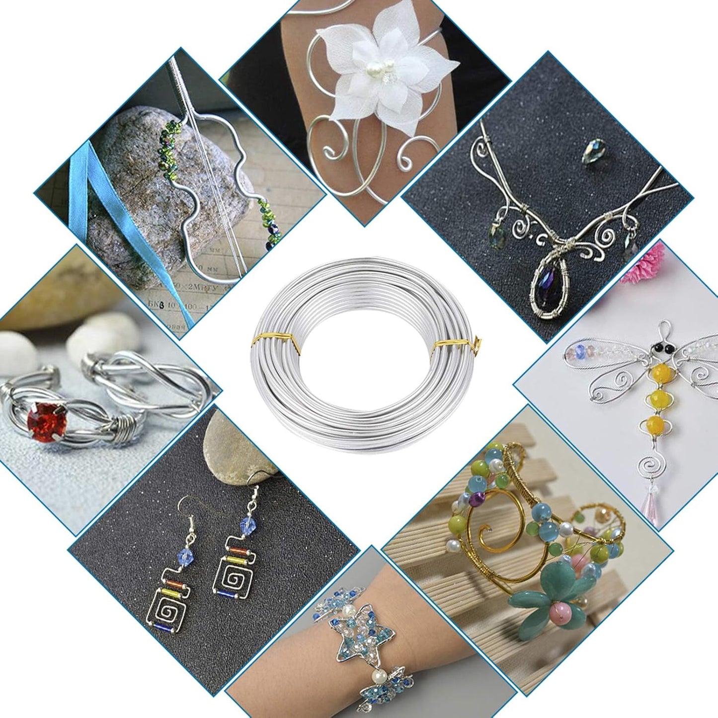 FASHEWELRY 82 ft Aluminum Craft Wire 9 Gauge Silver Metal Bendable Sculpting Floral Wire for Jewelry Craft Doll Skeleton Bonsai