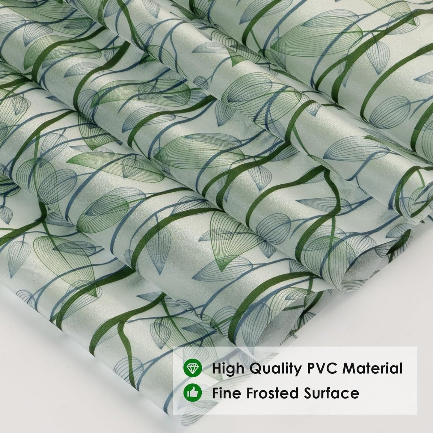 DKTIE Window Film Privacy with Installation Tools, Decorative Stained Glass Window Clings for Home, Static Cling Window Sticker for Front Door, Bathroom (Green, 17.7'' x 78.7'')