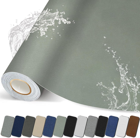Canvas Repair Patch, 35X79 Inch Strong Sticky Fabric Repair Tape, Self-Adhesive Fabric Patch for Sofas, Tote Bags, Clothing, Car Seats, Furniture (Grey, 35X79 Inch)