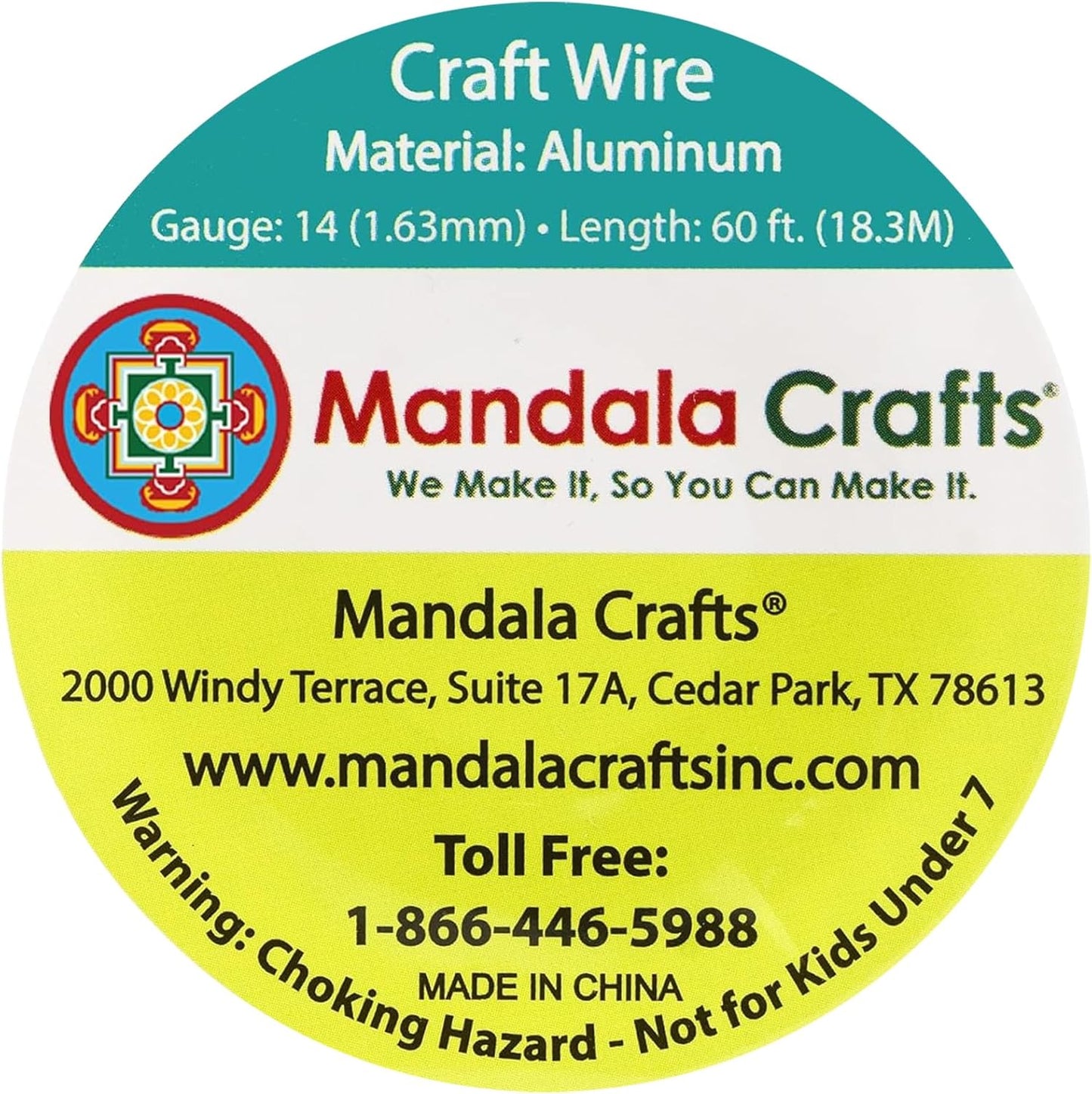 Mandala Crafts 14 Gauge Anodized Aluminum Craft Wire for Jewelry Making - 60 FT Colored Flexible Raspberry Wire - Bendable for Bonsai Armature Crafting Sculpting