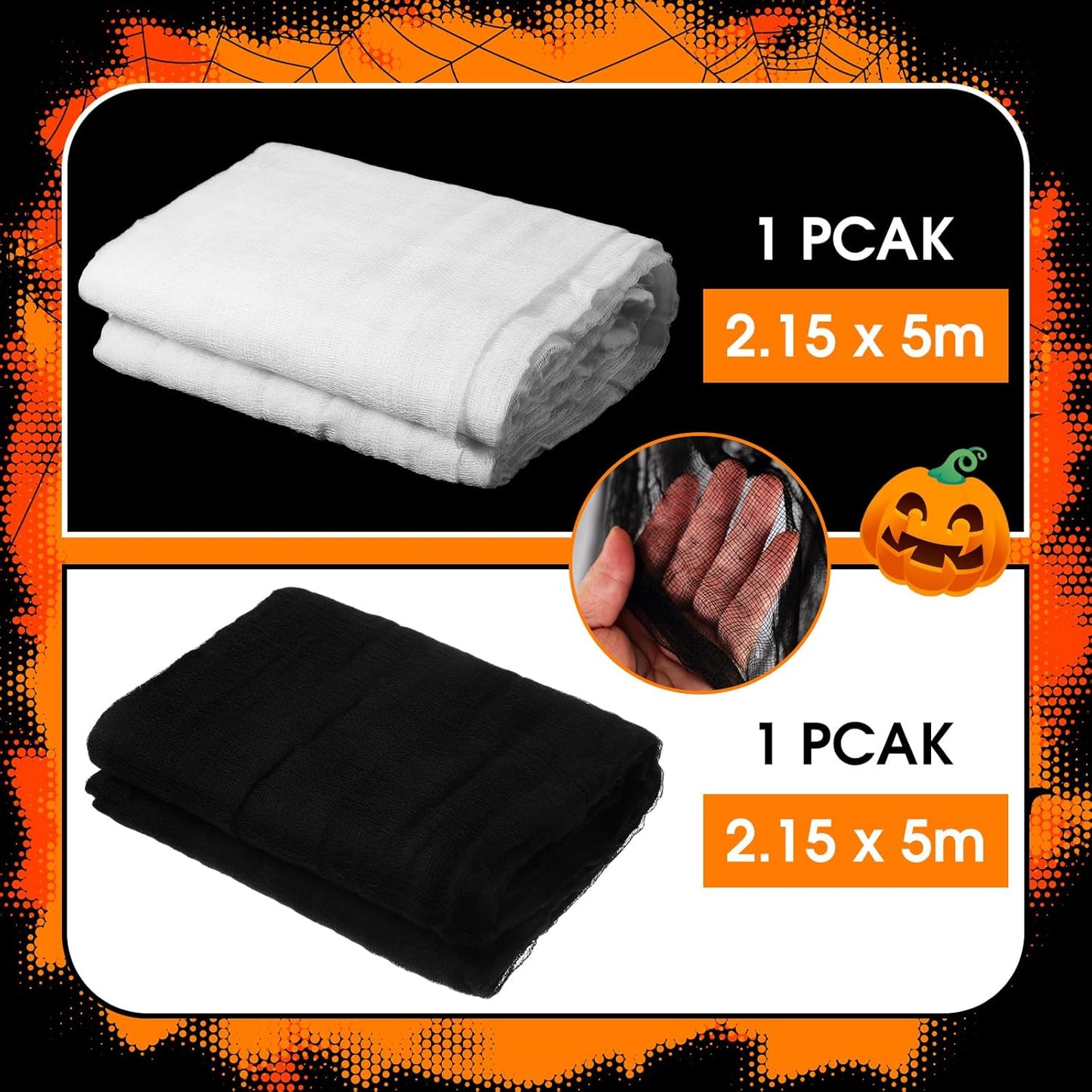 Boao Halloween Cheese cloth 85 x 197 Inch White and Black Cheesecloth Roll for Crafts Large Cotton Muslin Gauze Fabric for Halloween Outdoor & Indoor Spooky Decoration