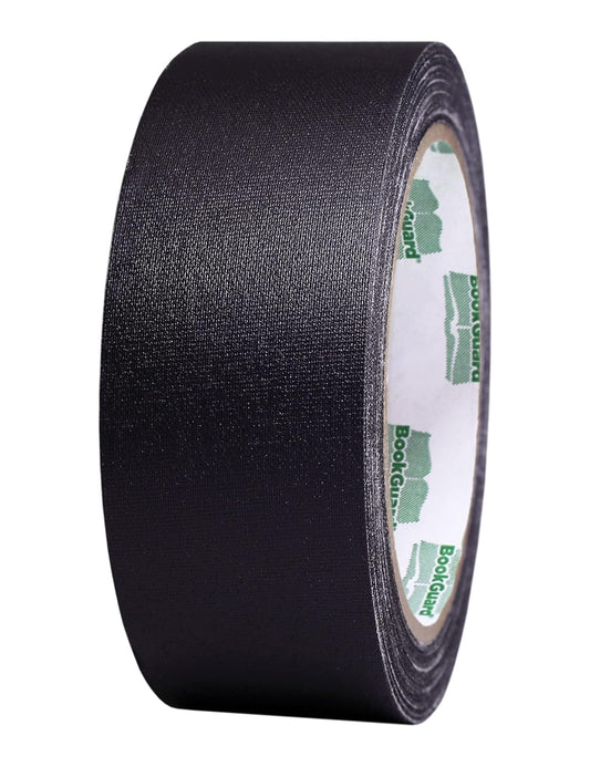 BookGuard 1-1/2 Inch Wide Bookbinding Tape, Ideal for Arts, Office, and Library Supplies, Vinyl Coated Cotton Cloth Book Repair Tape - 15 Yards, Black
