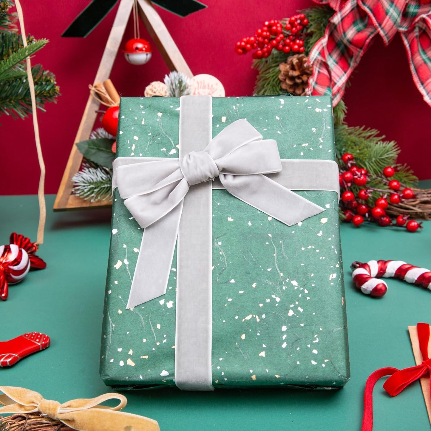 Vintage Silver Velvet Ribbon, 1 Inch X 25Yd