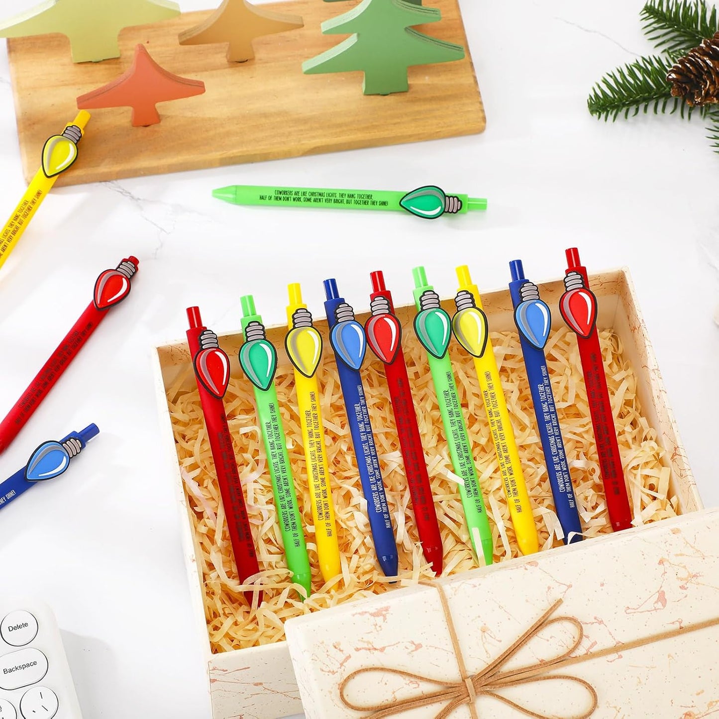 Eaasty 48 Pcs Christmas Gifts for Coworkers Appreciation Ballpoint Pens Bulk Coworkers Are Like Christmas Lights Holiday Thank You Gifts for Employee Team Colleagues (Appreciation)