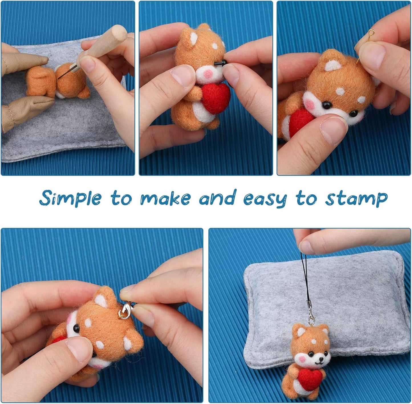 IMZAY Needle Felting Kit, Needle Felting Starter Kit with Exquisite Green Storage Bag, Wool Roving 18 Colors Set, Needle Felting Tools Kit, Wool Felt Tools for Felted Animal Needle Felting Supplies