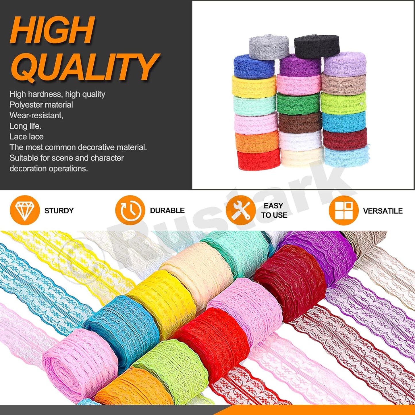 15 Rolls 1-3/4" x 11 Yards Colorful Lace Ribbon Floral Lace Ribbon Trim Sewing Crafting Lace Ribbon for Gift Wrapping DIY Scrapbooking Party Decoration Crafts (4.5cm x 10m)