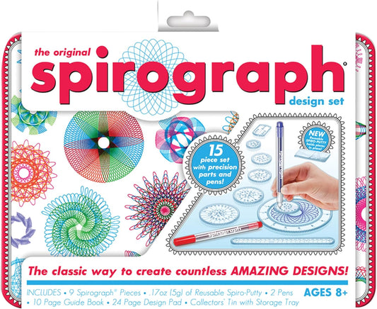 Spirograph Design Set Collectors Tin – Arts and Crafts, Kids Toys, Art Supplies, Craft Supplies, Drawing Kit, Spiral Art, Classic Gear Design Kit, Pens, Design Sheet Included, Ages 8 and Up