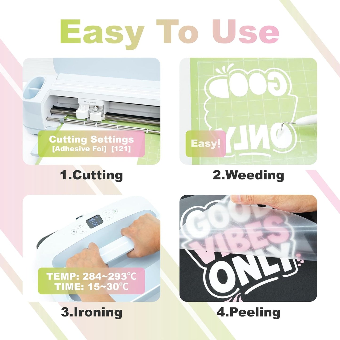 Light Purple PU Heat Transfer Vinyl, 12 Pcs 12"x10" HTV Sheets – Soft & Stretchable Iron-On Vinyl, Easy to Cut & Weed, Compatible with Cricut & Silhouette – Great for DIY Family Shirts & Crafts