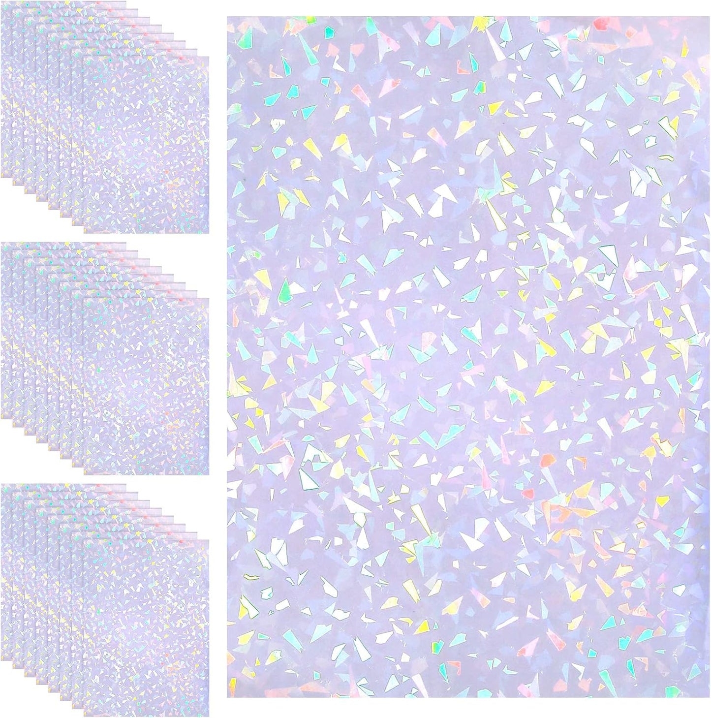 Outus 24 Sheets Holographic Sticker Paper Holographic Laminate Sheets Transparent Overlay Lamination Sticker Self Adhesive Vinyl Film A4 Size, 8.25 x 11.7 Inches(Gem Patterns)