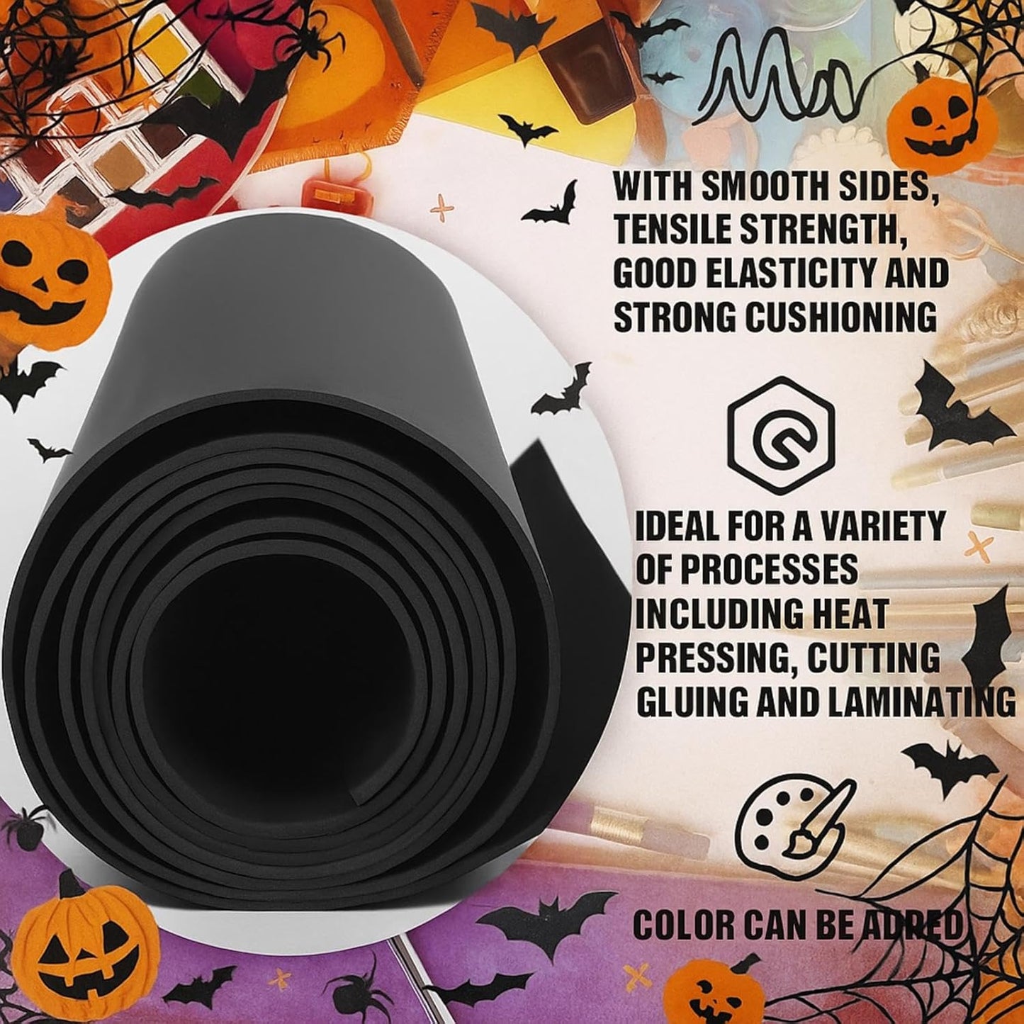 Frienda 35 x 118 Inch Large Eva Foam Sheet Black Eva Foam Cosplay Foam Padding Thick Roll Non Slip for Costumes Armor DIY Craft Projects (4 mm Thick)