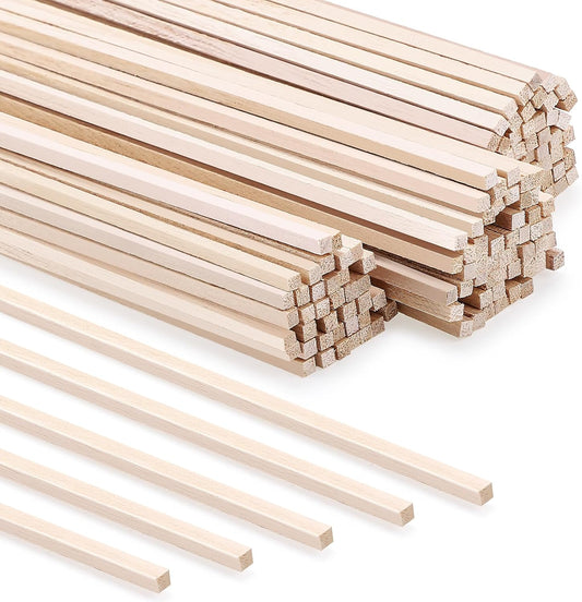 140 Pcs Balsa Wood Sticks 1/8 x 1/8 x 12 Inch, Square Dowel Rods Wood Strips Hardwood Sticks for Crafts DIY Projects Models Making