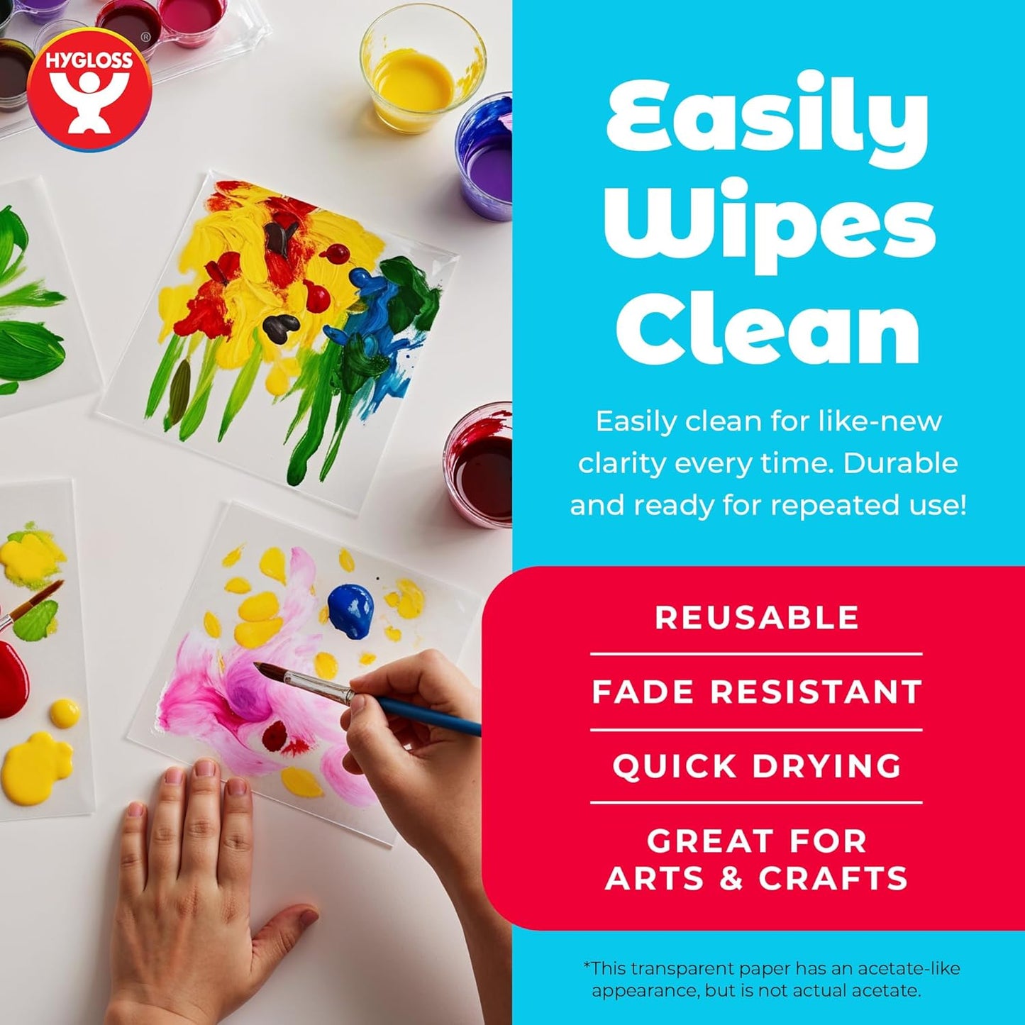 Hygloss 8.5" x 11" Acetate Paper - 7 Mil Clear Acetate Sheets for Crafts Projects, Classroom Stencil Sheets, Overhead Transparency Sheets for Projector, Clear Plastic Sheet (Not for Printers) 25 Pack