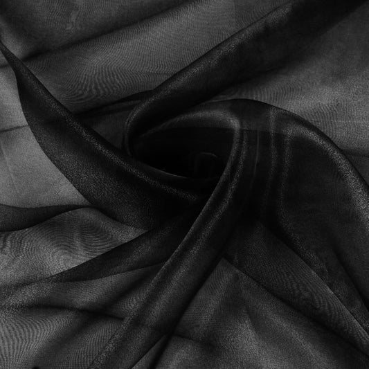 VACVELT Sheer Organza Fabric by The Yard, 60 Inch Wide Black Organza Fabric Bolt Bridal Sheer Tulle Fabric, Silk Organza Fabric Roll for Wedding Party Decorations Backdrop Curtain (2 Yards)
