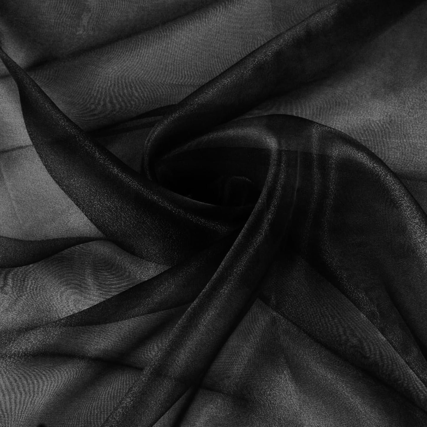 VACVELT Sheer Organza Fabric by The Yard, 60 Inch Wide Black Organza Fabric Bolt Bridal Sheer Tulle Fabric, Silk Organza Fabric Roll for Wedding Party Decorations Backdrop Curtain (1 Yard)