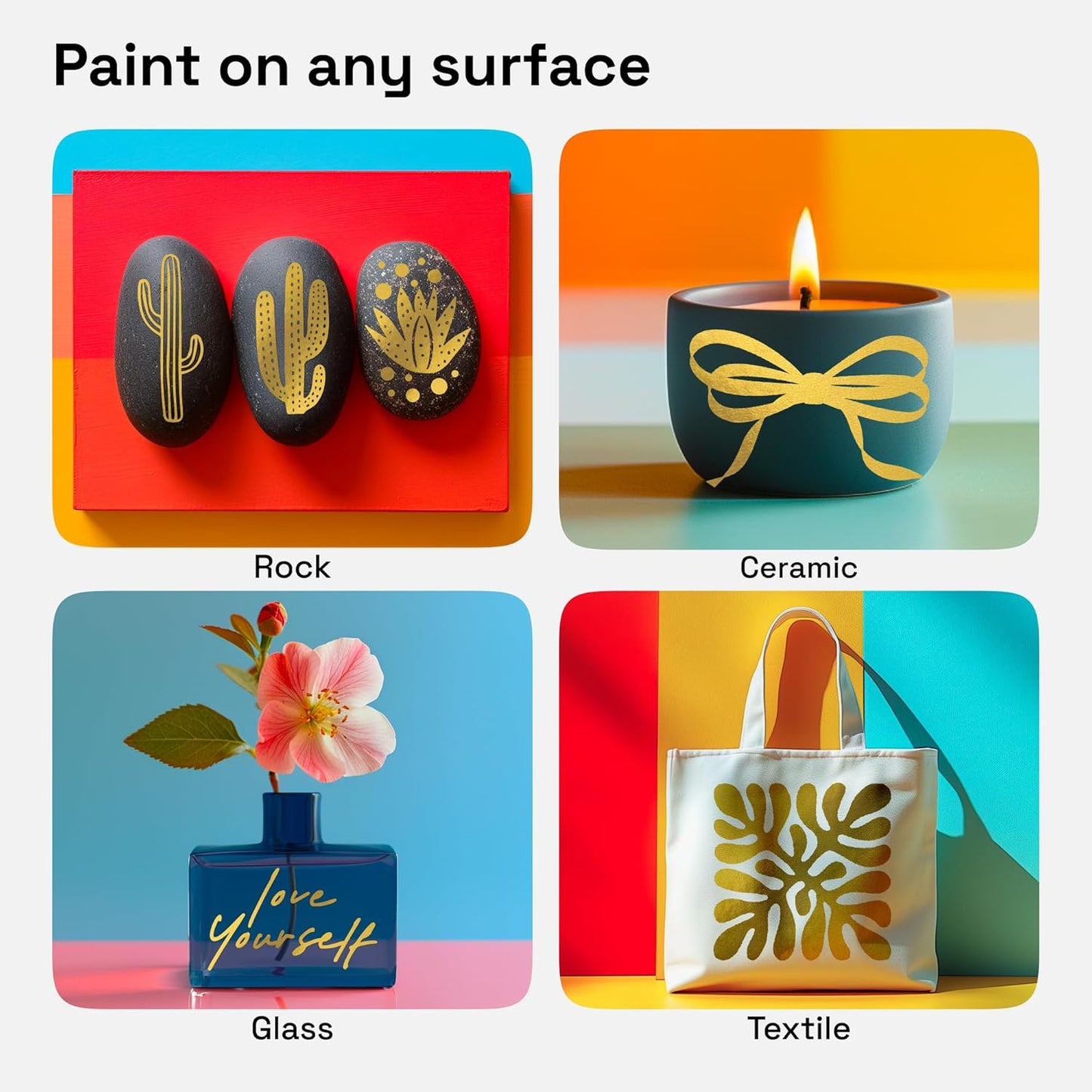 ARTISTRO 2 Gold Dual-Tip Acrylic Paint Pens - Multisurface Markers for Glass, Rock, Fabric, Wood, Plastic & More - 5mm Dot + 1mm Fine Tips