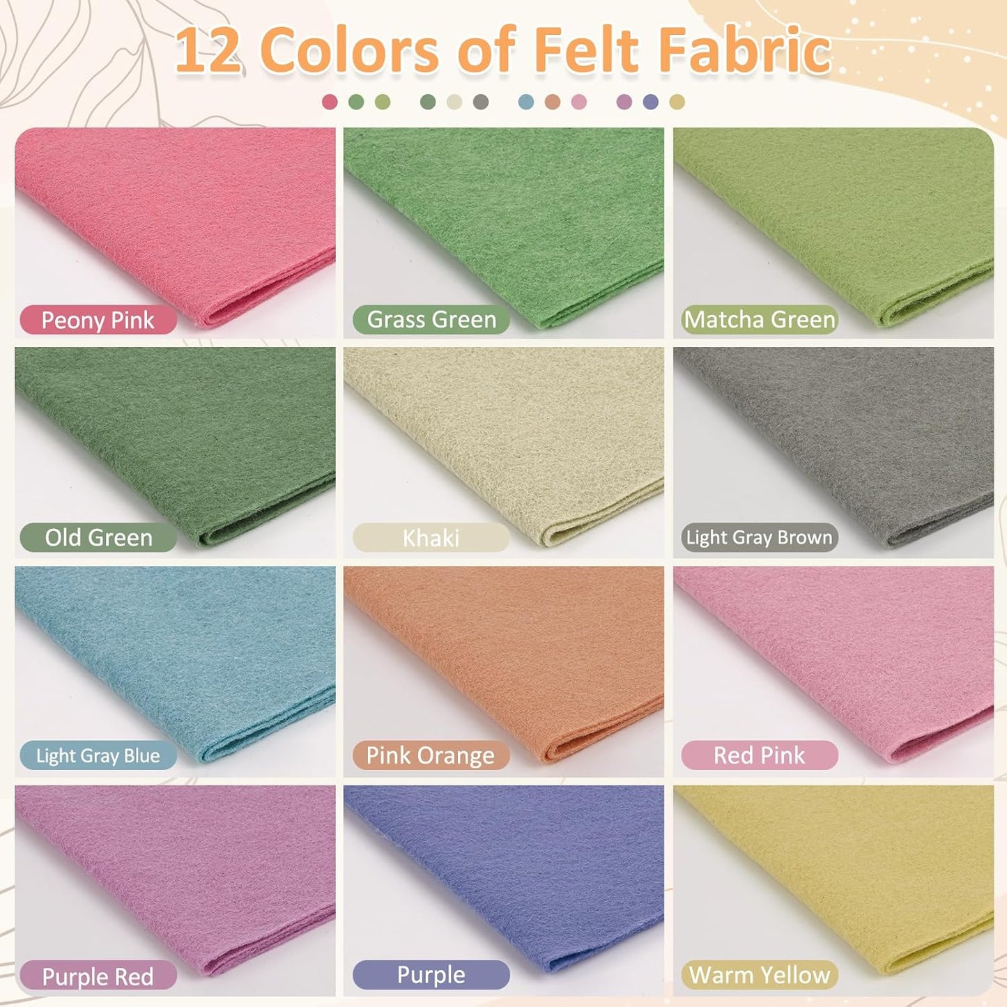 XSEINO 12 Rolls 8"x35" 1.4mm Thick Soft Felt Fabric Sheet 12 Assorted Morandi Series Colors Felt Pack for DIY Craft Sewing Squares Nonwoven Patchwork