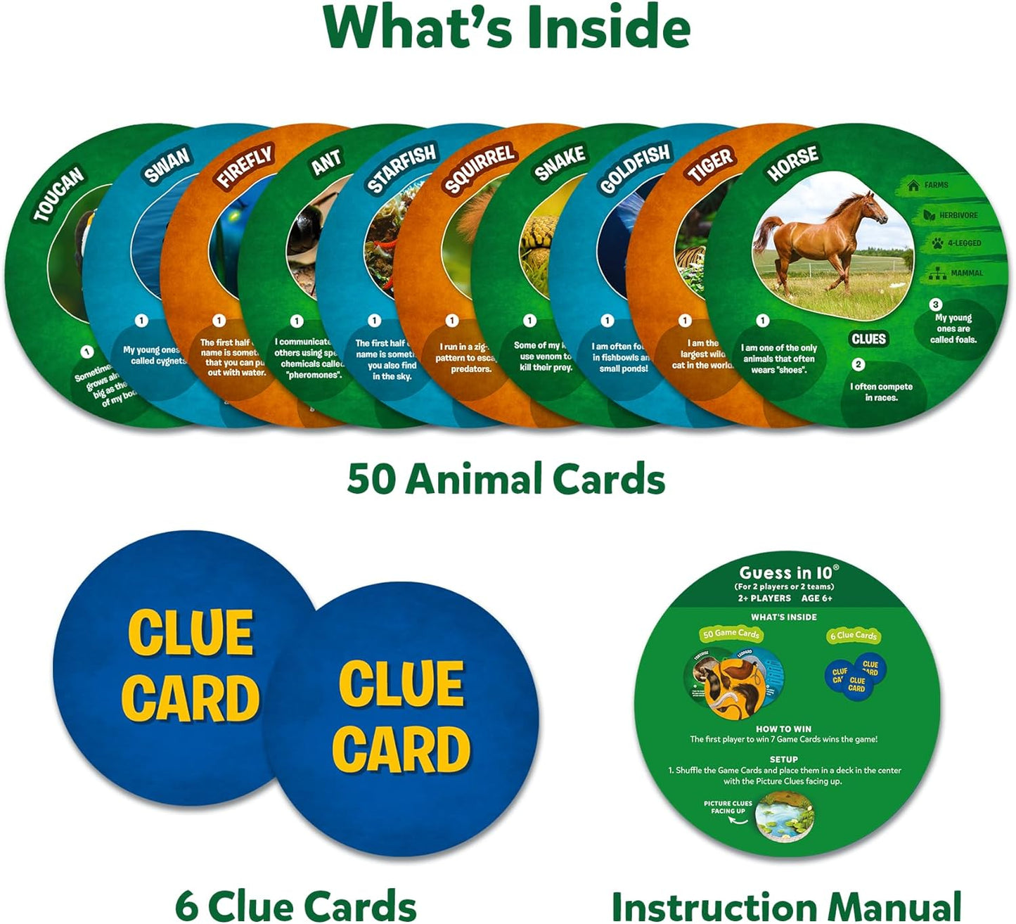 Skillmatics Guess in 10 Animal Picture Clues, Perfect for Boys, Girls, Kids, and Families Who Love, Card Games, Educational Games, Board Games, Gifts for Ages 6, 7, 8, 9 and Up