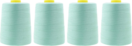 Mandala Crafts 4 Pack of Serger Threads Cones Spools - 20S/2 24000 Yards Polyester Mint Threads for Sergers Machine and Overlock Quilting Sewing Machine