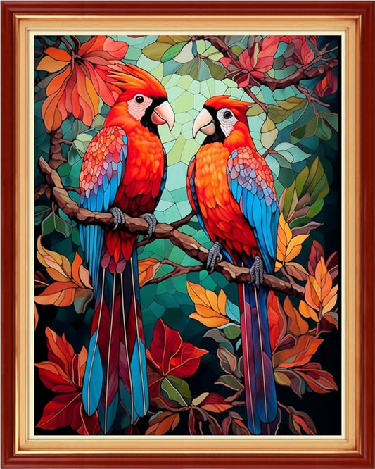 Dooxvey Cross Stitch Kits for Adult Beginners - Full Range of Stamped Kits with 11CT Cross Stitch Patterns - Colorful Birds 16x20 inch