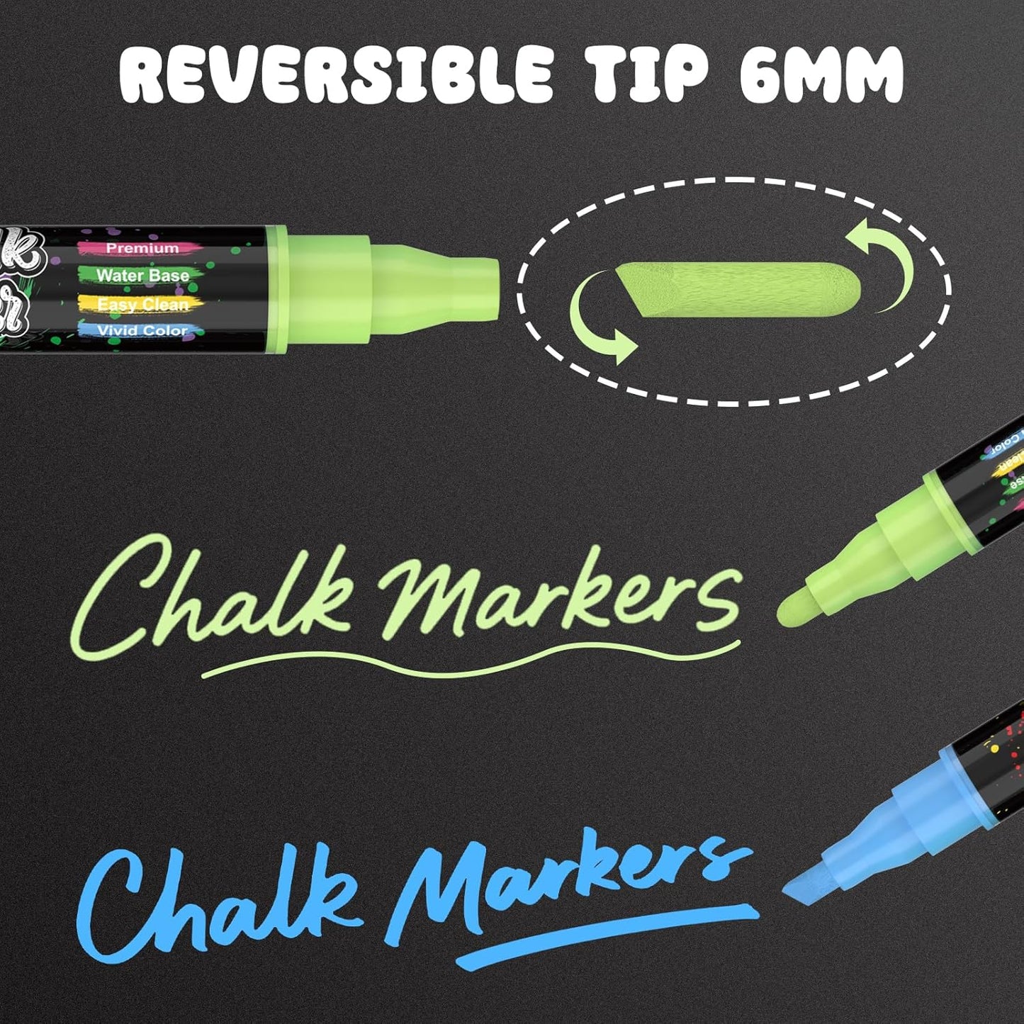 AKARUED Chalk Markers for Blackboard: 16 Colors 8 Pack Dual Tip Liquid Chalk Markers for Chalkboard, Calendar Menu Board Erasable Chalk Pens for Glass, Mirrors, Wedding Sign, Car Windows Decorations