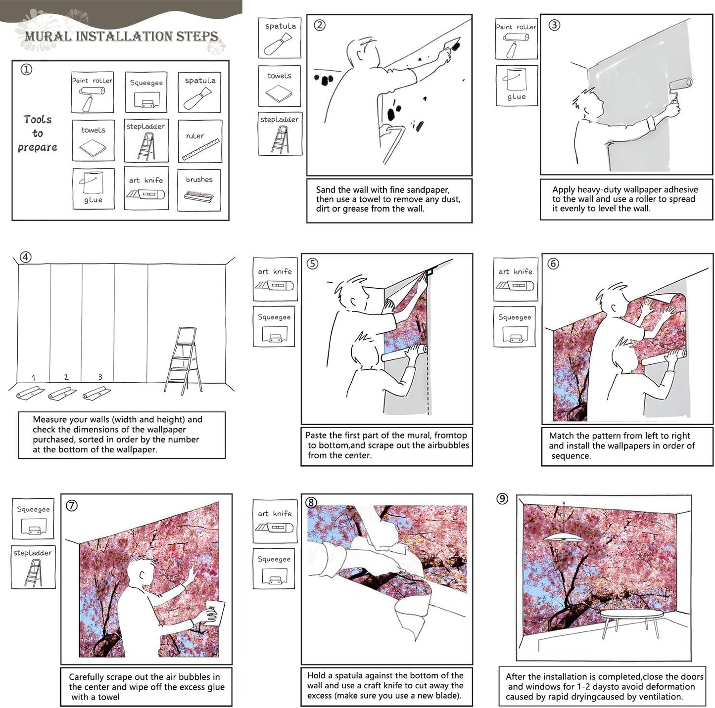 AFZEVEB-Pink Flower Wallpaper Natural Landscape Floral Wall Mural for Bedroom 136"x96"(Not Peel and Stick)