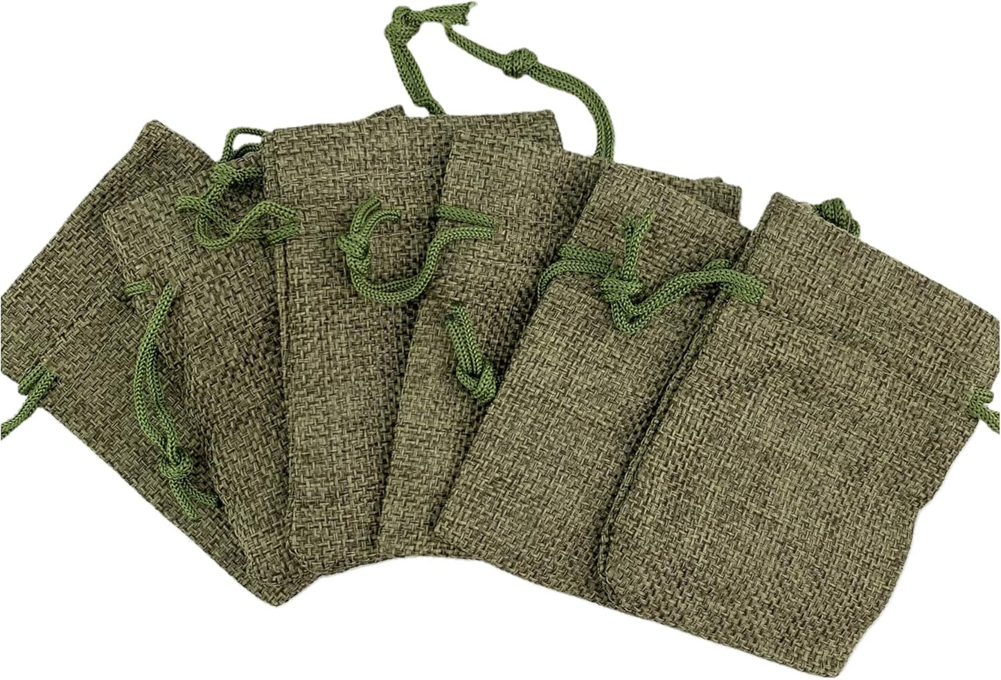 Palmhomee Pack Of 25 Burlap Gift Bags with Drawstring Linen Jewelry Pouches Wedding Hessian Jute Bags for Birthday and Treat Pouches Party Wedding Favors Gift (3.6x4.8 Inch, Moss Green)