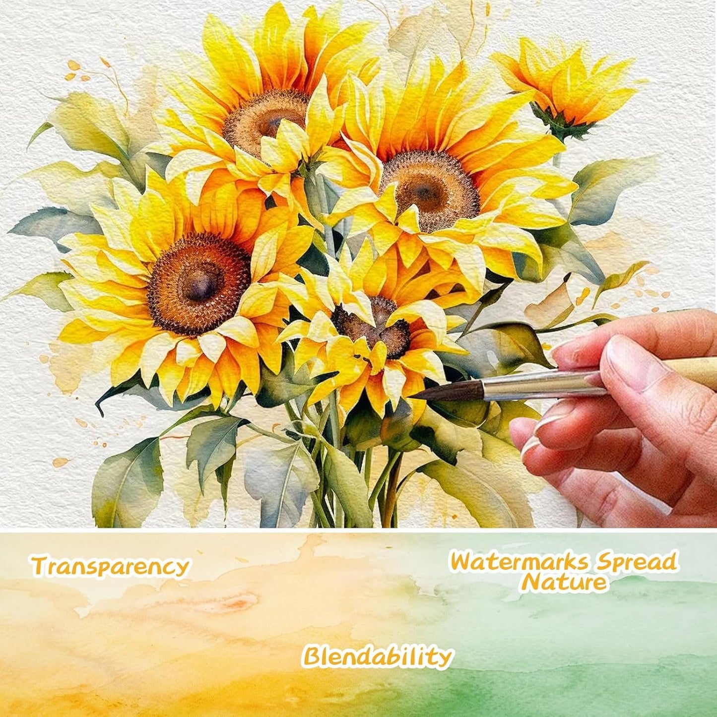 Caliart Watercolor Paint Set, 48 Colors with 3 Brushes, Mini Travel Watercolors Painting Kit Gifts for Adults Artists Painters Beginners Art Supplies