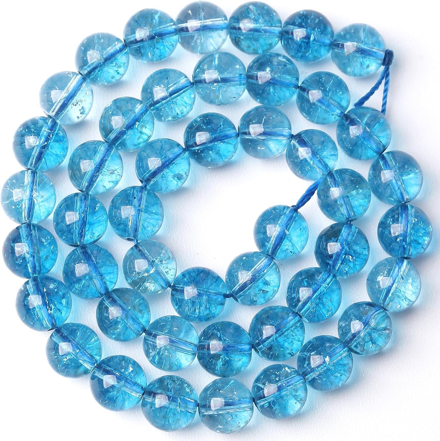 6MM Blue Crystal Quartz Beads Natural Gemstone Round Loose Stone Beads for Jewelry and Bracelets Making 120pcs 2 Strands 32"
