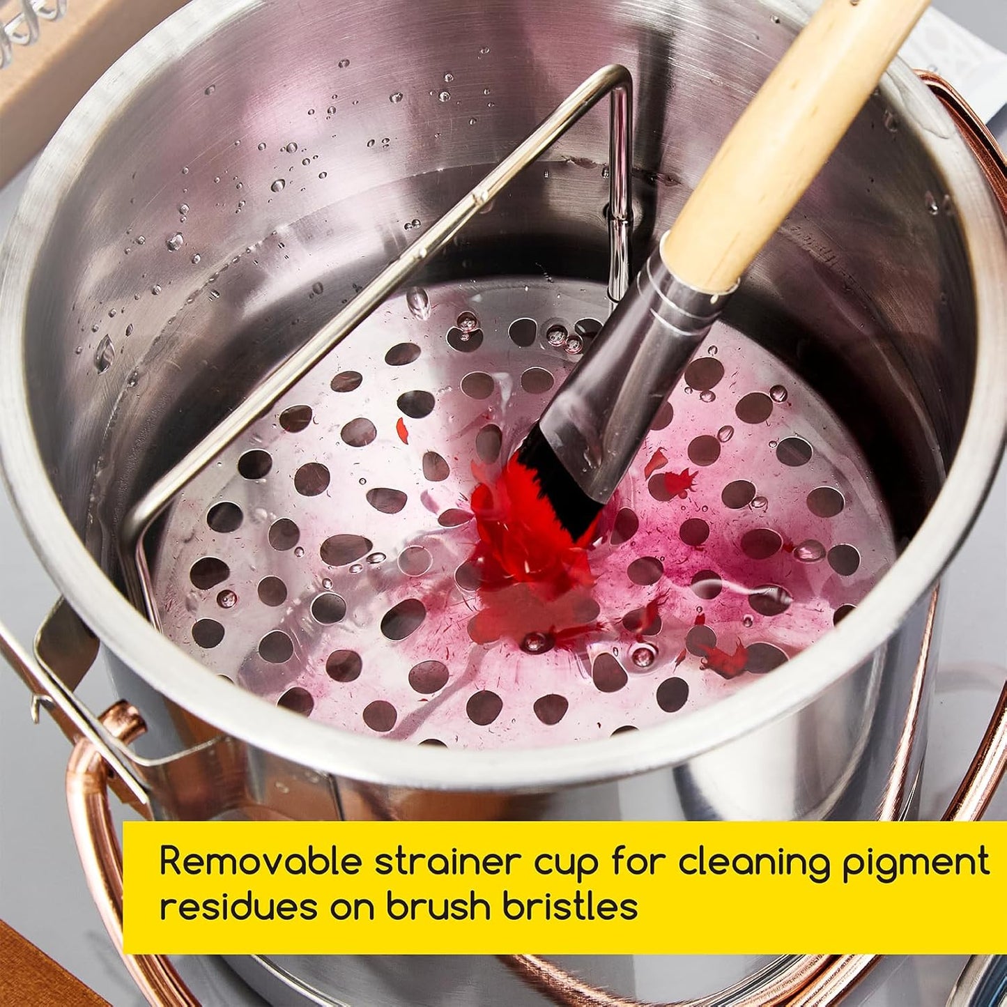 MEEDEN Portable Paint Brush Washer: Airtight Stainless Steel Artist Brush Cleaner with Extra Large Capacity - Paint Brush Holder for Oil & Acrylic Painting