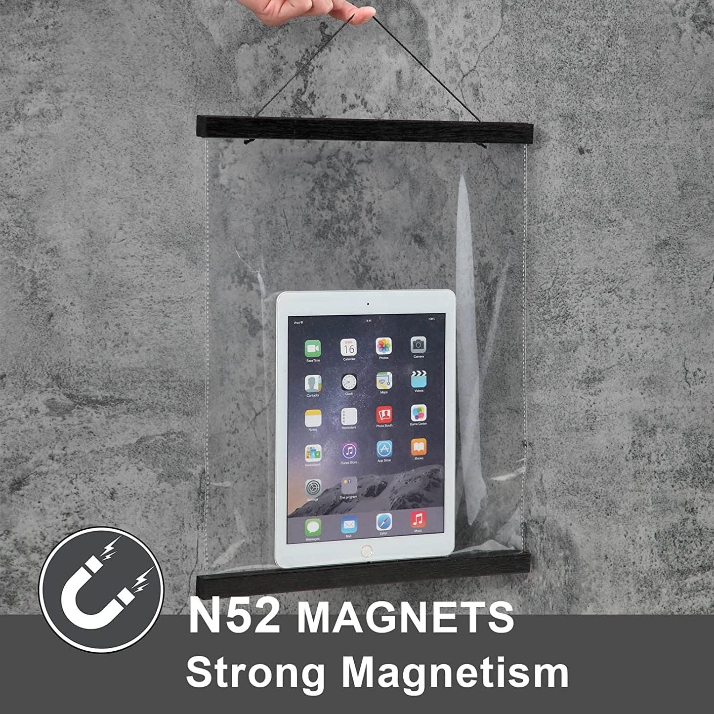 WITCOLOR 32" Wide Magnetic Poster Hanger Frame - 32x24 32x45 32x40 Wooden Poster Frame, Solid Black Wood, Strong Magnets for Easy Hanging Posters Maps Pictures Canvas Scrolls Print Wall Art