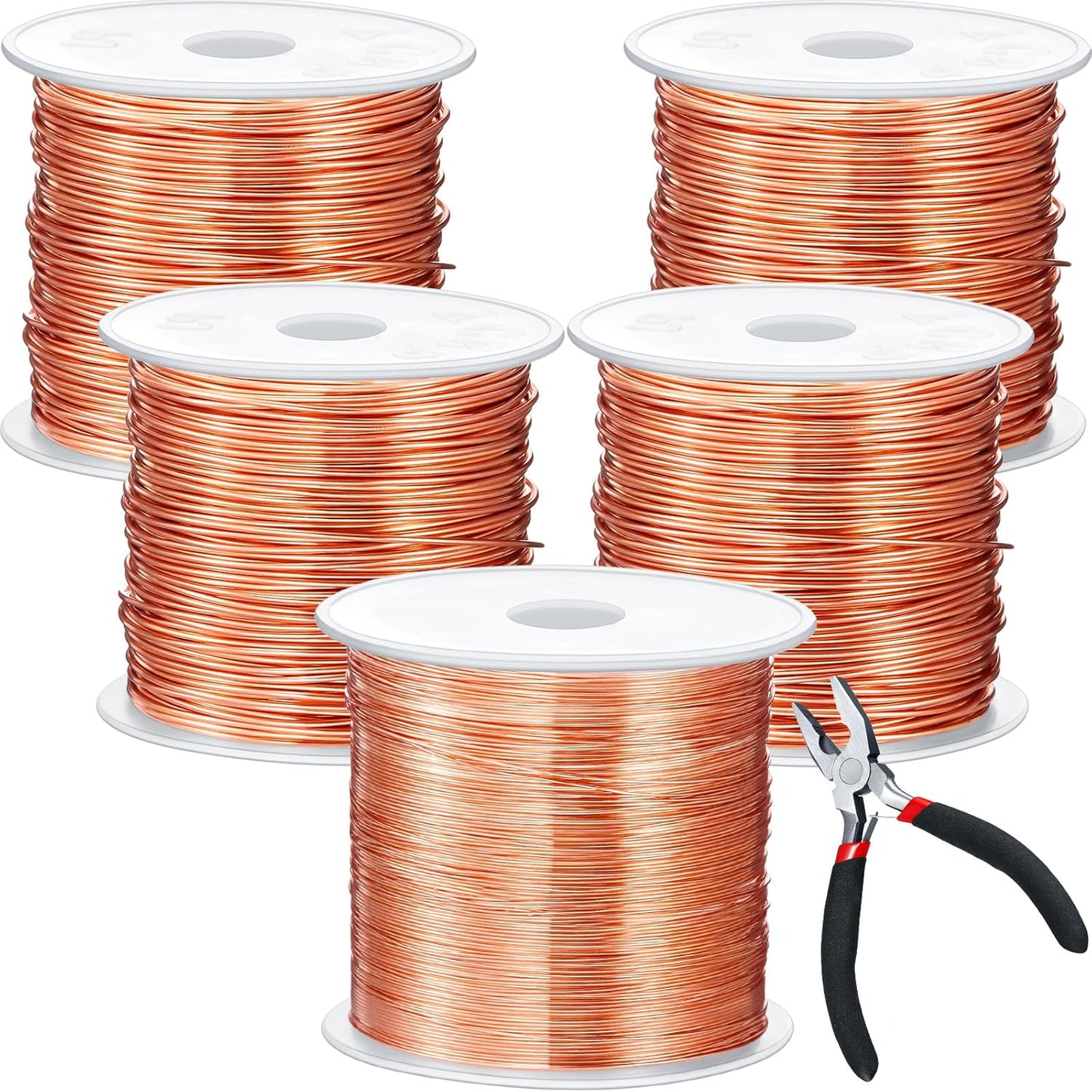 Funrous 5 Rolls 5 Size Jewelry Wire 18, 20, 22, 24, 26 Gauge Copper Wire Kit Jewelry Beading Bendable Craft Metal for Making Crafts, Sculpting with a Pliers(Copper)