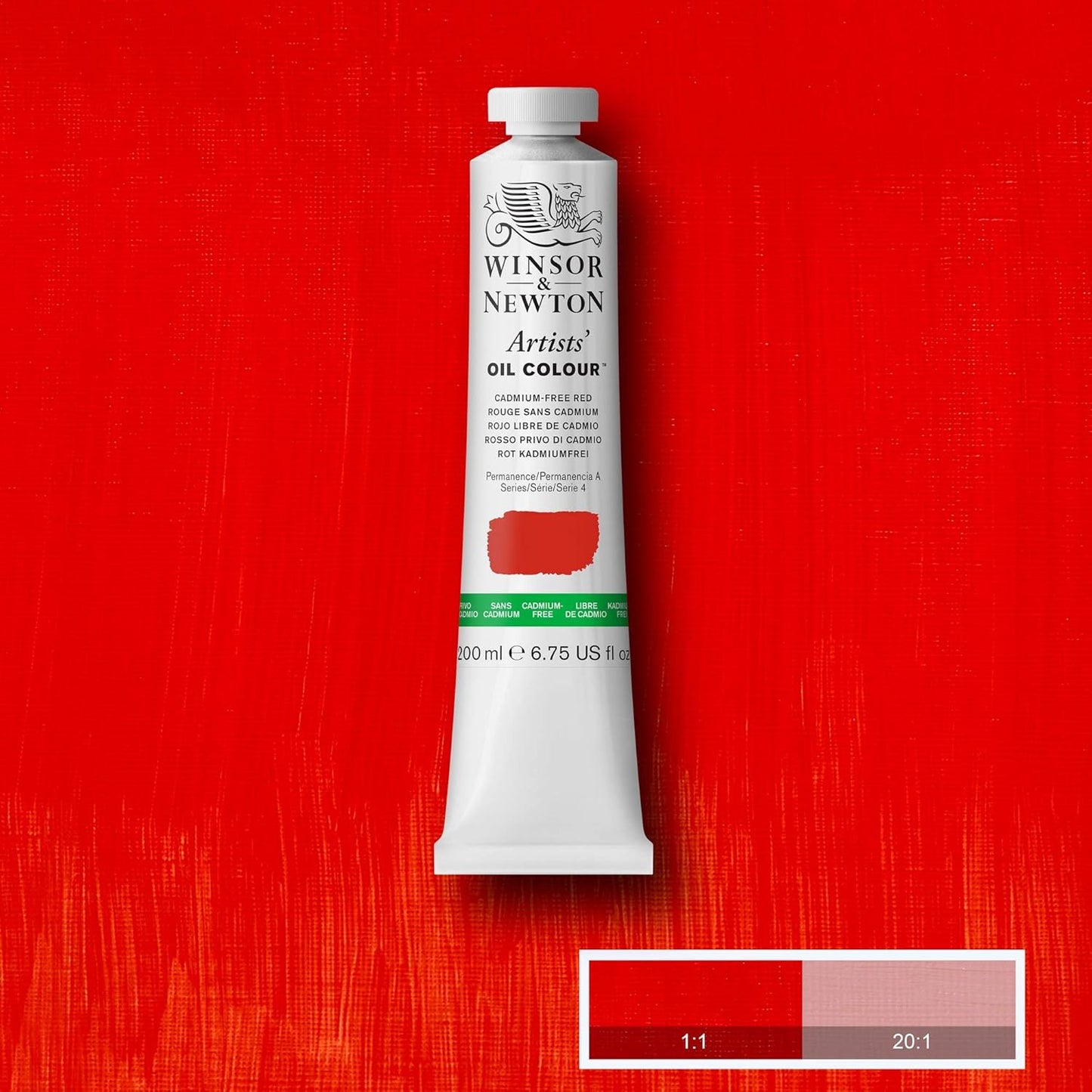 Winsor & Newton Artists' Oil Color, 200ml (6.75 oz) Tube, Cadmium-Free Red