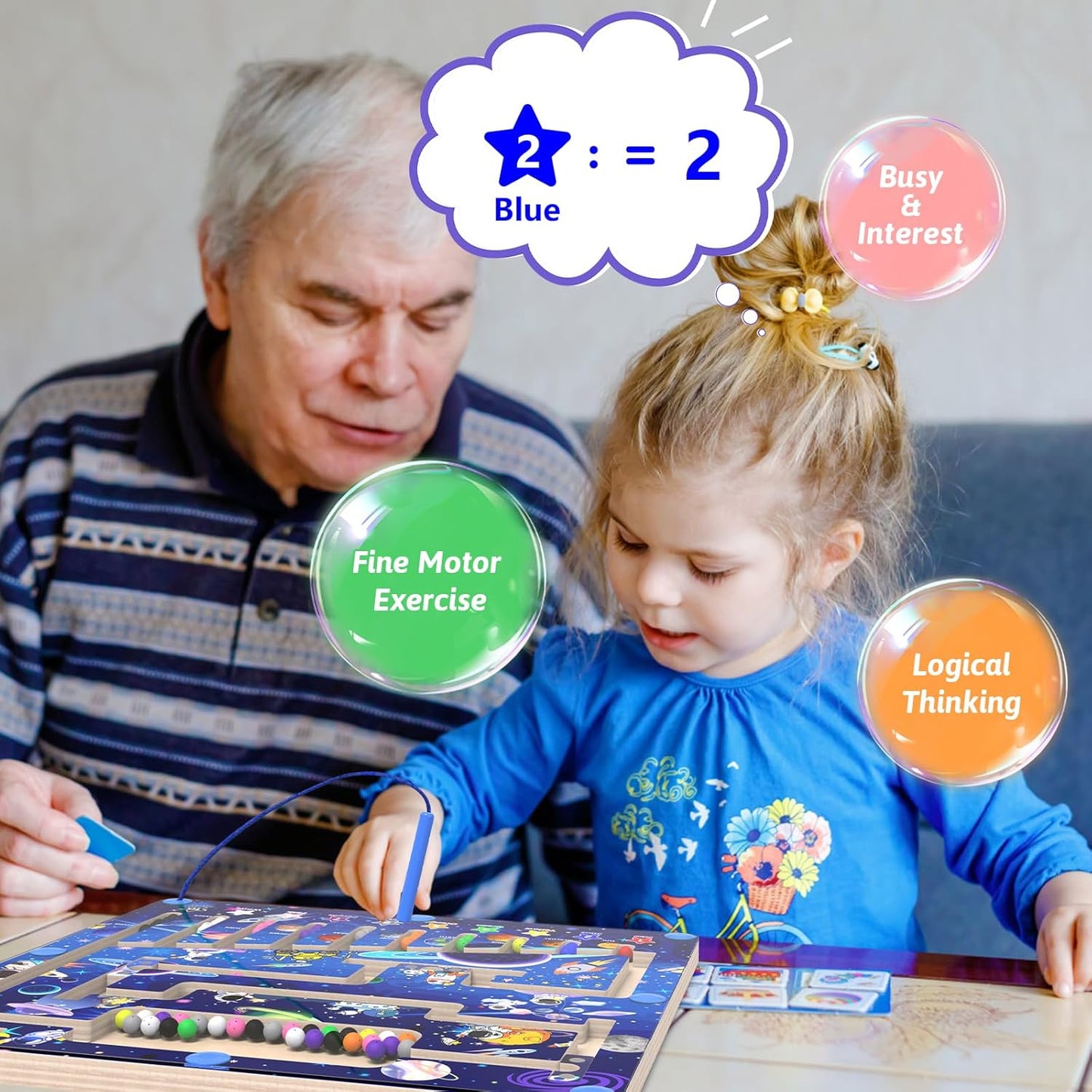 Magnetic Color and Number Maze - Montessori Toys for 3+ Year Old - Wooden Color Matching Learning Counting Puzzle Board -Toddler Activities Fine Motor Skills Toys for Boys Girls 3 4 5 Years Old