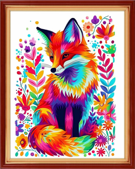 Funchey Stamped Cross Stitch Kits, DIY Cross Stitch Pattern for Adults Beginners Needlepoint Kits Embroidery Kit Arts and Crafts 11CT-Colorful Fox 16x20 inch