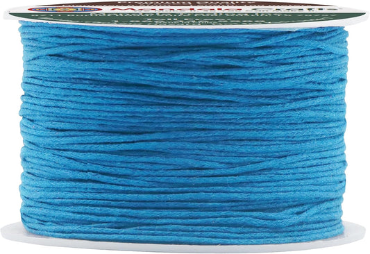 Mandala Crafts 0.5mm 109 Yards Light Blue Cotton Waxed Cord for Jewelry Making Bracelet Cord Waxed String - Beading String Thread Jewelry Cords for Necklaces String