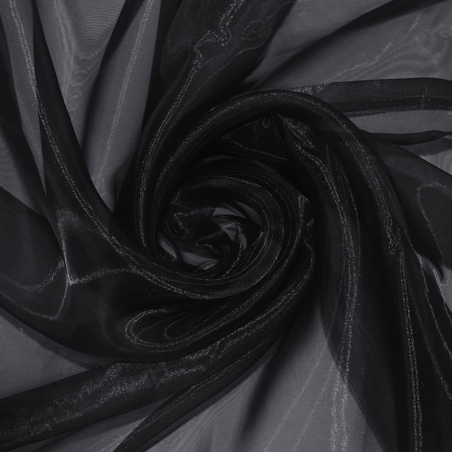 P Pothuiny Sheer Organza Fabric by The Yard, 1 Yard x 60 Inch Wide Bridal Black Organza Tulle Fabric Roll Shiny Gauze Fashion Dress Sewing Craft for Wedding Party Decorations Backdrop
