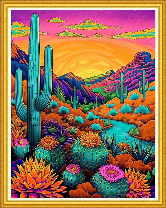 Magxvouy Cross Stitch Kits Stamped Full Range of Embroidery Kits,Cross Stitch Patterns Needlework Kits for Beginners 11CT Printed Kits&Succulent Plant Sunrise 16x20 inch