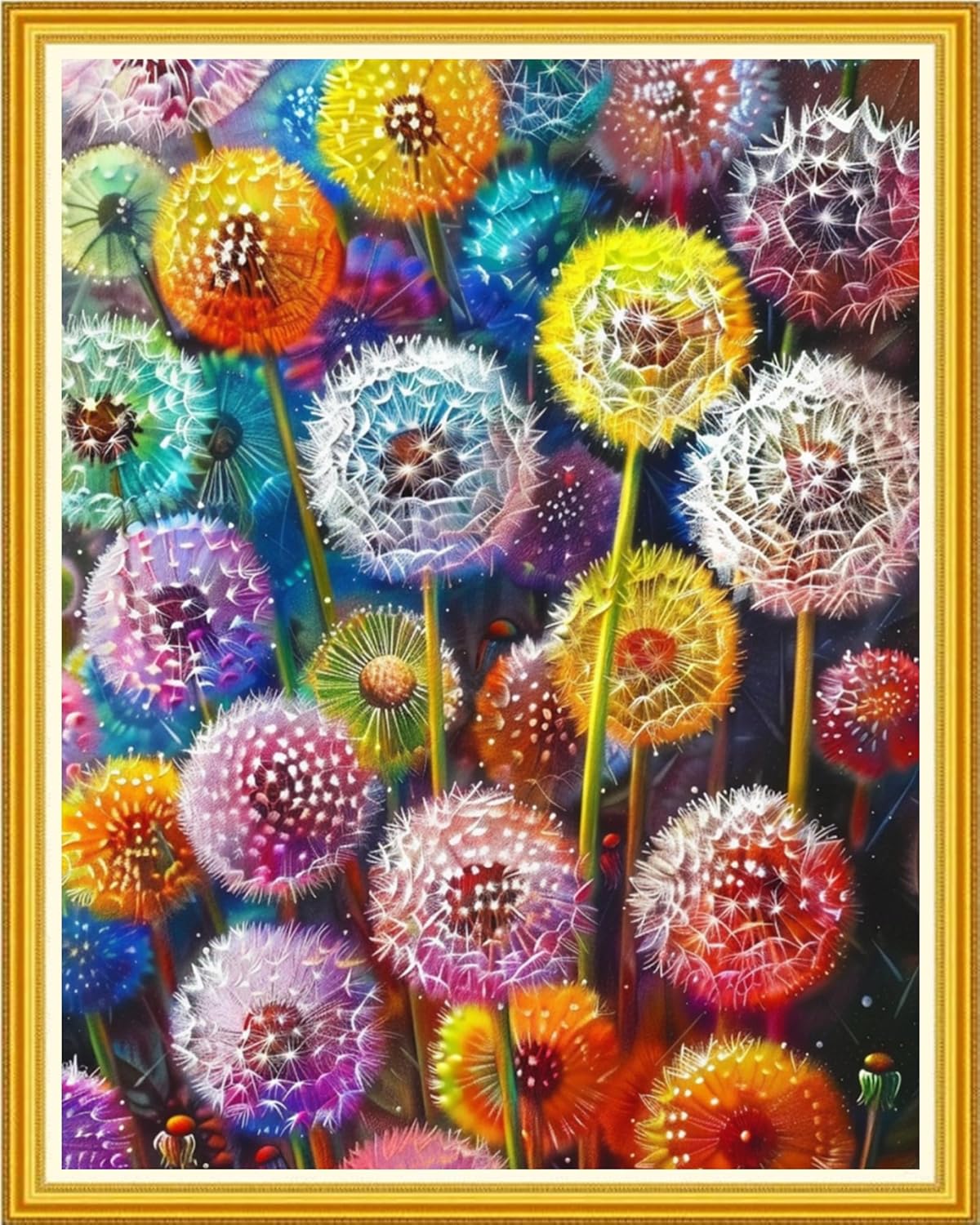 Magxvouy Cross Stitch Kits Stamped Full Range of Embroidery Kits,Cross Stitch Patterns Needlework Kits for Beginners 11CT Printed Kits&Colorful Dandelion 16x20 inch