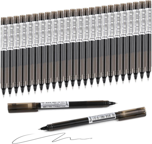 RIANCY Black Fine Point Gel Pens 24Pcs 0.5mm Gel Ballpoint Pens Black Liquid Ink Pens No Smear No Bleed, Smooth Writing Pen for Journaling Note Taking Drawing Sketching Coloring Office School Supplies