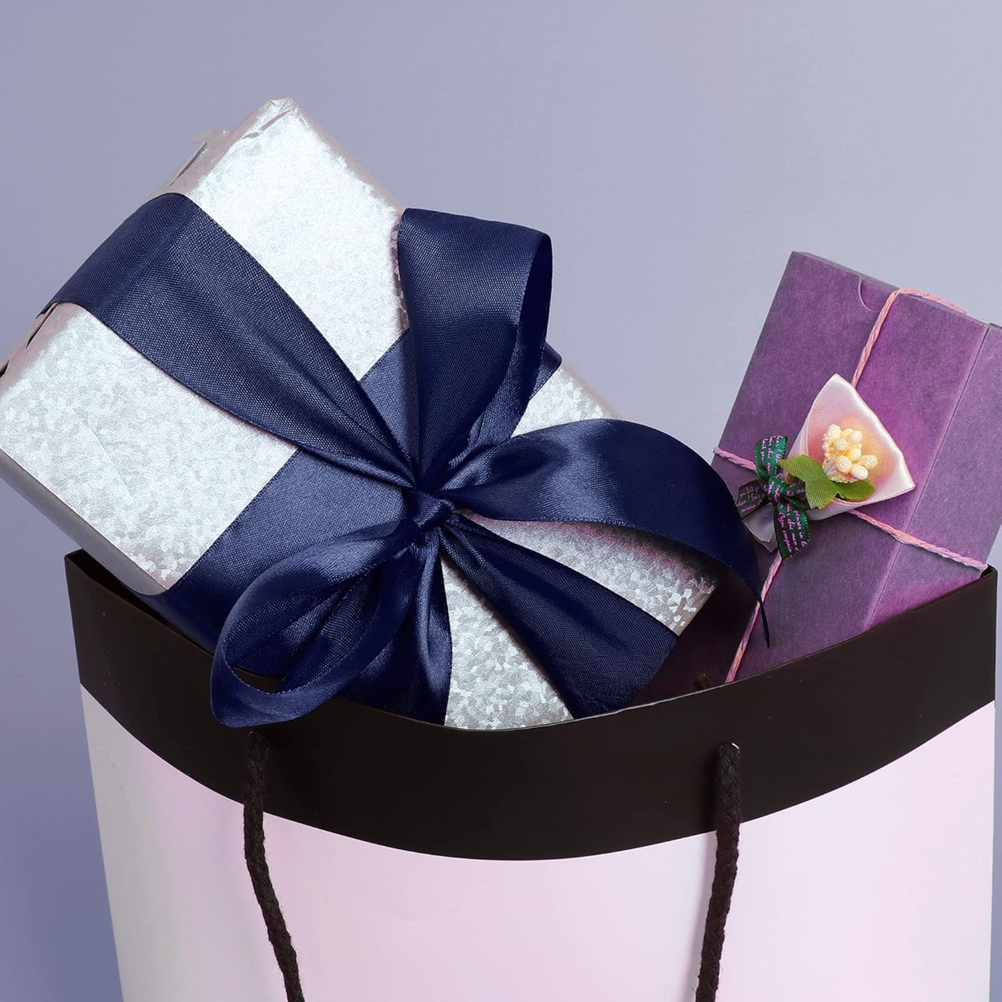 LIUYAXI Navy Blue Double Faced Satin Ribbon, 1/8" X Continuous 100 Yards, Thin Ribbons Perfect for Gift Wrapping Wedding Invitation Card Hair Bows Tag Floral Arrangement DIY Craft