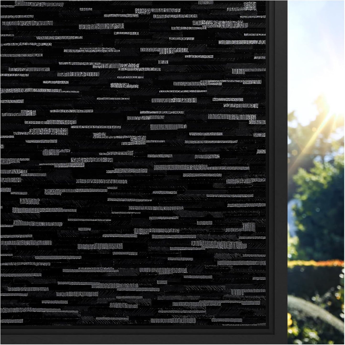 rabbitgoo Blackout Window Film, Sun Blocking Privacy Film for Room Darkening, Removable Black Out Vinyl Cover Tint for Home Day Sleep, Anti-UV Frosted Glass Clings, Black, 23.6 x 118.1 Inches