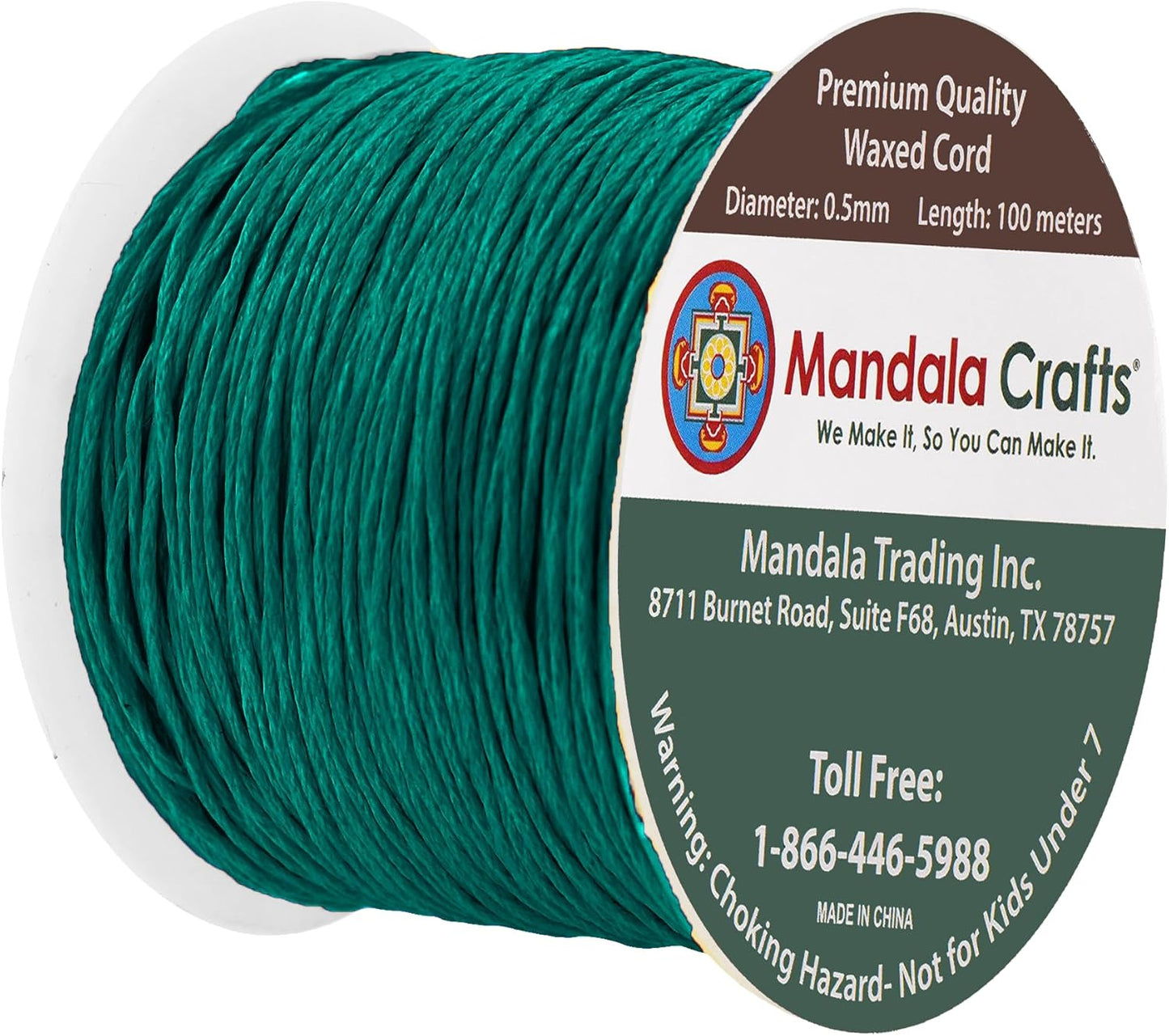 Mandala Crafts 0.5mm 109 Yards Teal Cotton Waxed Cord for Jewelry Making Bracelet Cord Waxed String - Beading String Thread Jewelry Cords for Necklaces String